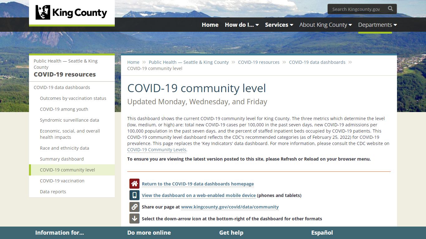 COVID-19 community level - King County - King County, Washington