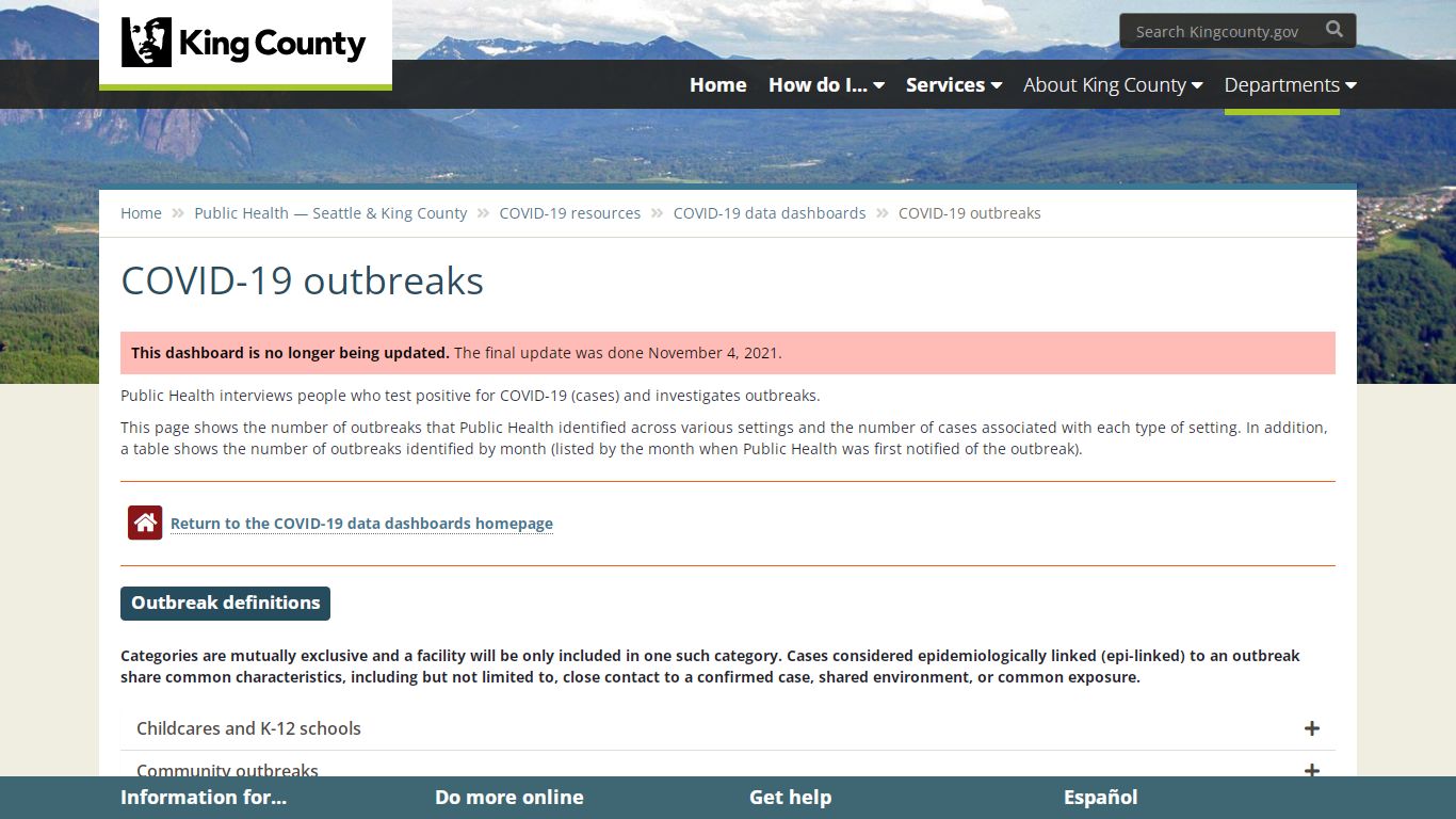 COVID-19 outbreaks - King County - King County, Washington